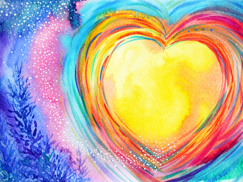 yellow moon heart watercolor painting illustration design valentine wedding symbol