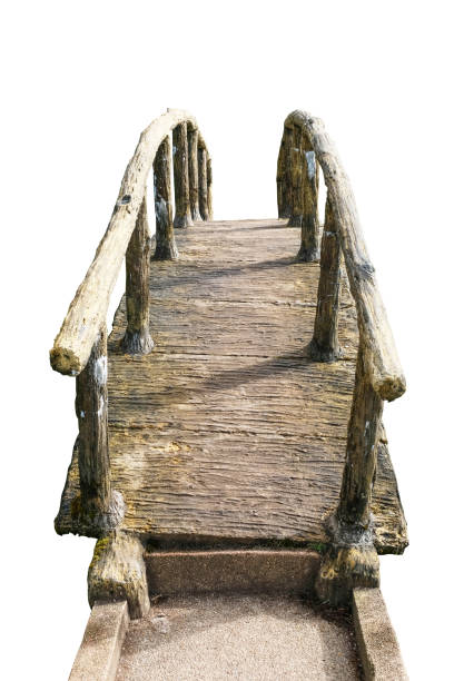 istock Old wooden bridge isolated on a white background 882229418