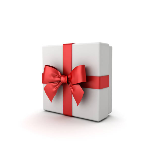 istock Gift box or Present box with red ribbon bow isolated on white background with shadow 882246088