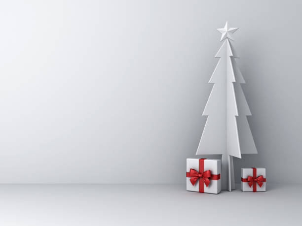 istock Christmas tree with gift boxes on white background for christmas decoration abstract with shadow 882246118