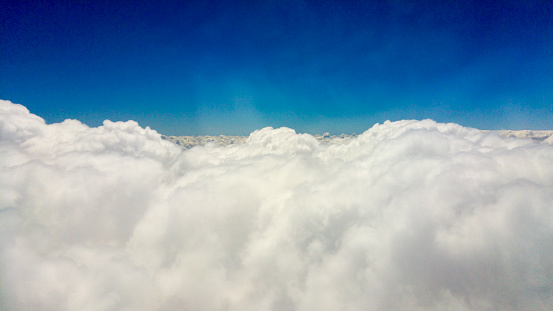 Aerial view of clouds from airplane window, South Africa