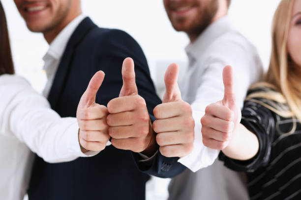 istock Group of people show ok or confirm with 882259302