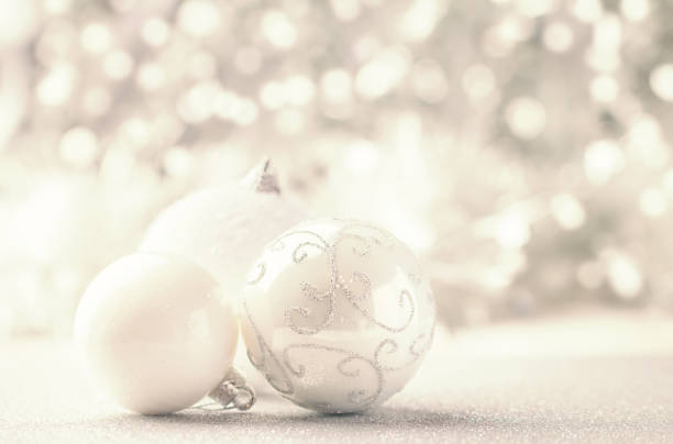 istock Silver and White Christmas balls 882262504