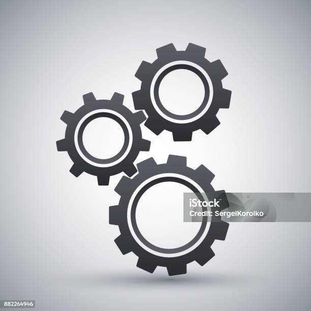 Gears Or Settings Icon Stock Vector Stock Illustration - Download Image Now - Gear - Mechanism, Gearshift, Equipment