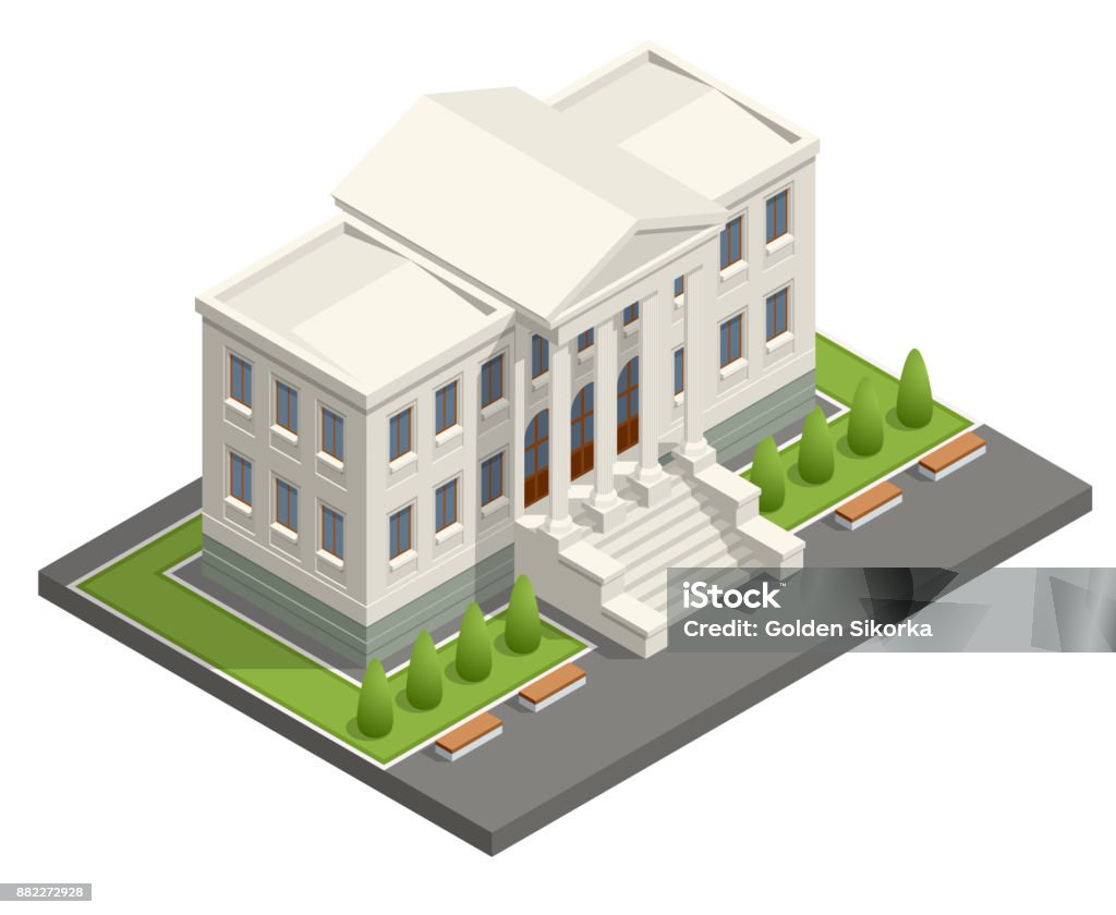 Isometric courthouse building. Law and justice concept. Vector illustration Isometric courthouse building. Law and justice concept. Vector illustration. Isometric Projection stock vector