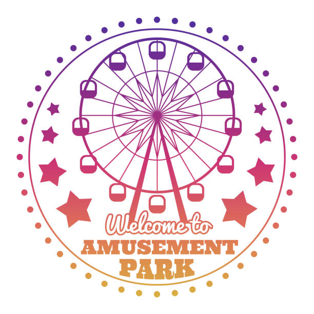 Amusement park welcome emblem icon isolated on white. Vector illustration