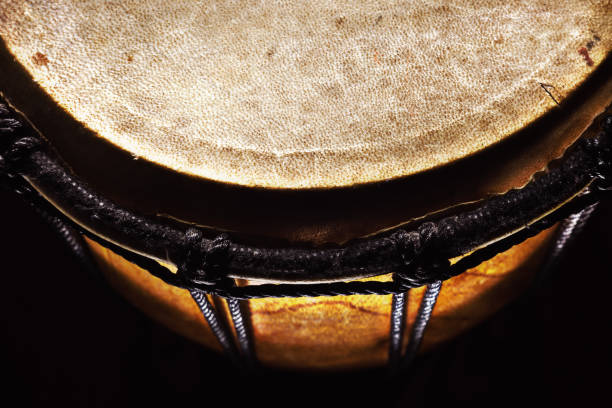 Closeup View on Old Djembe stock photo