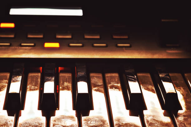 전자 synth의 키 - piano piano key orchestra close up 뉴스 사진 이미지