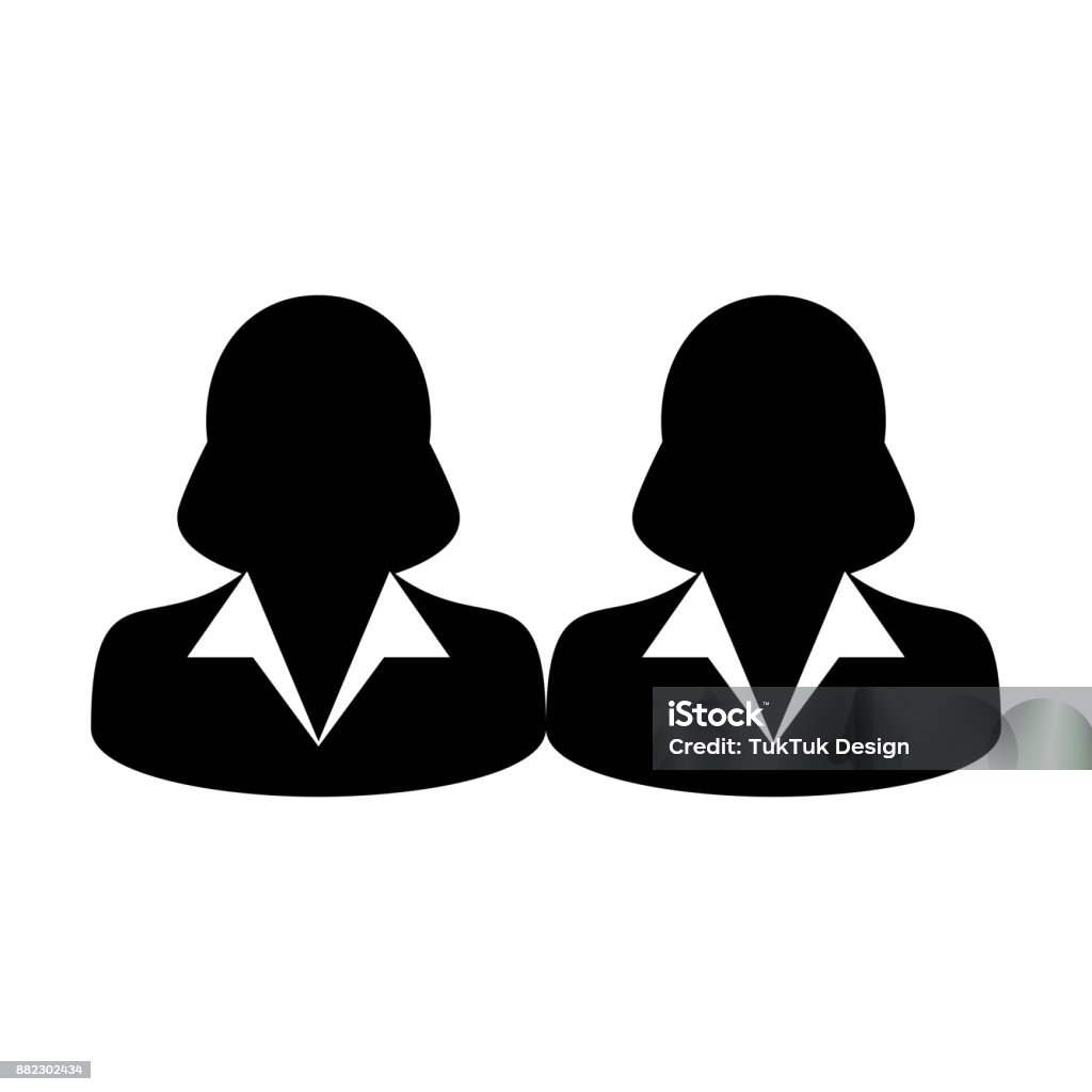 Gens d’affaires de groupe icône vecteur équipe gestion personnes Avatar dans plat couleur glyphe pictogramme - clipart vectoriel de Femme d'affaires libre de droits