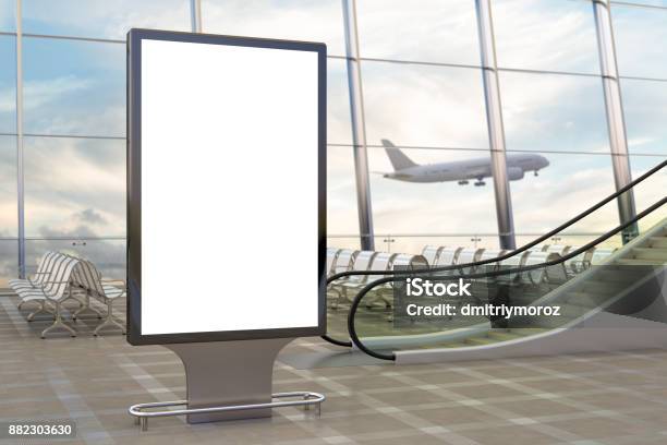 Airport Departure Lounge Stock Photo - Download Image Now - Airport, Billboard, Airplane