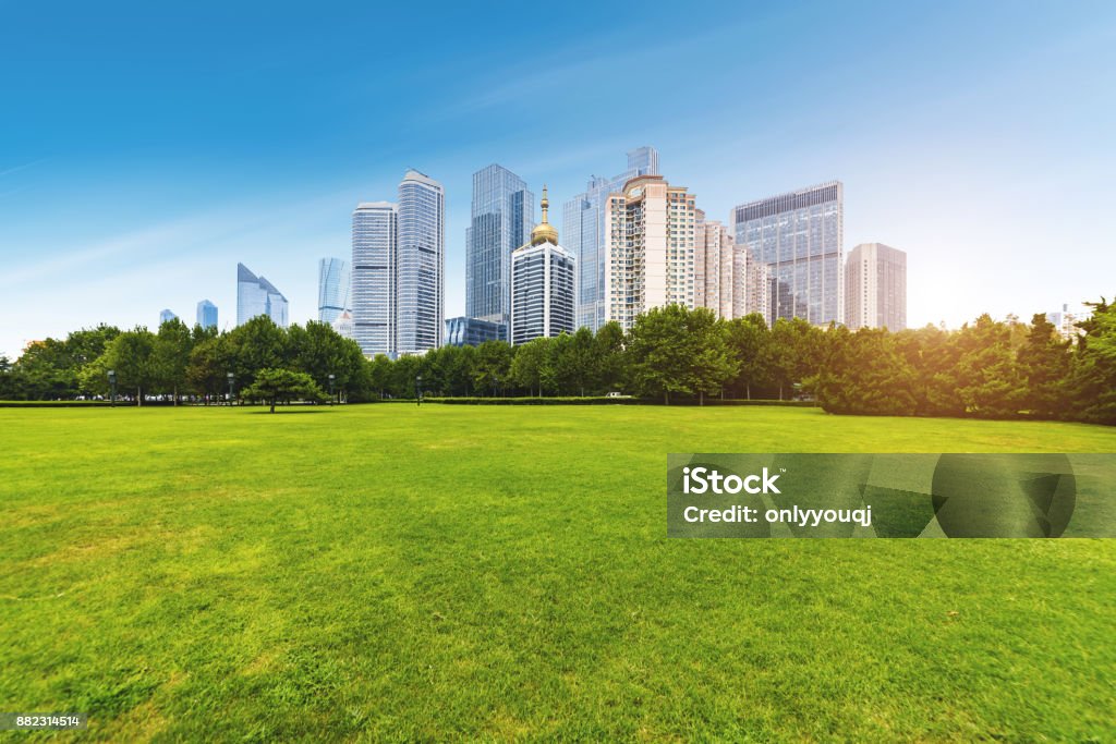 Park Grassland in qingdao ,china Park Grassland Lush Foliage Stock Photo