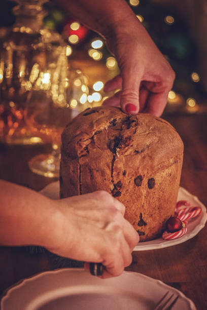 istock Homemade Panettone Christmas Cake with Powdered Sugar 882315490