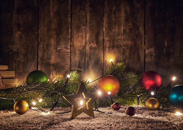 istock Christmas Decoration with Ornaments and Holiday Lights 882315636