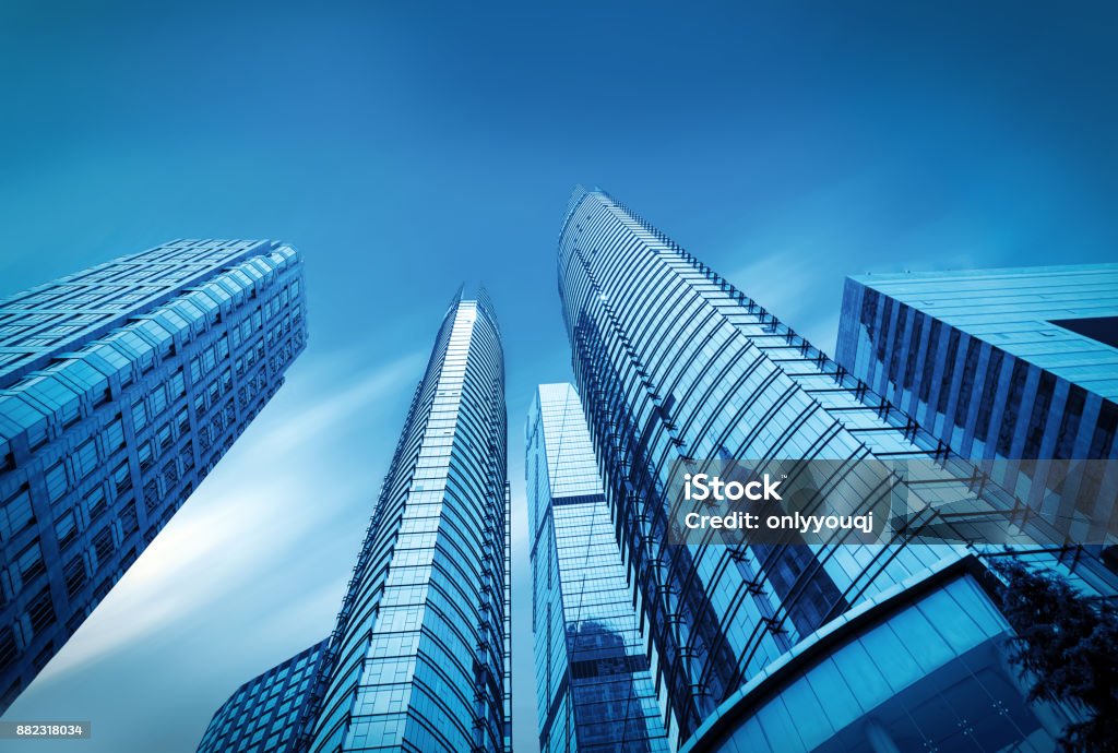 Windows of Skyscraper Business Office in qindao,china Windows of Skyscraper Business Office Building Exterior Stock Photo