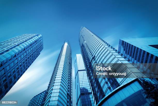 Windows Of Skyscraper Business Office In Qindaochina Stock Photo - Download Image Now