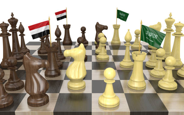 istock Yemen and Saudi Arabia war strategy and power struggle, 3D rendering 882323406