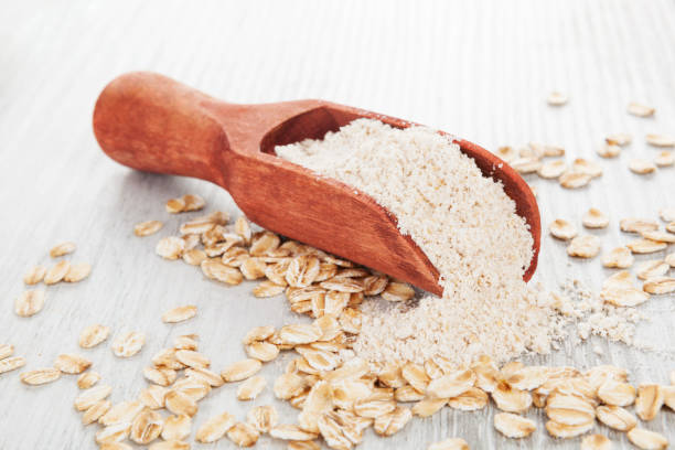 istock Oat wholegrain flour in spoon 882324138