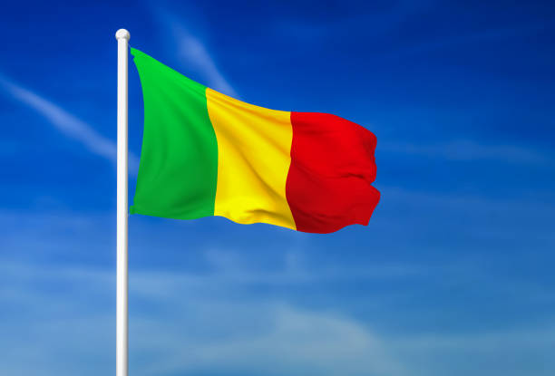 istock Waving flag of Mali on the blue sky background 882324190