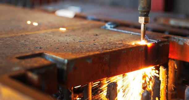 istock High precision CNC gas cutting metal sheet 882326812