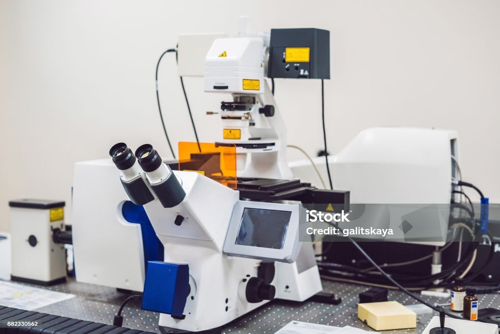 Scan Optics Microscope Confocal Optical Laser Scanning Microscope For Biological Samples Stock ...