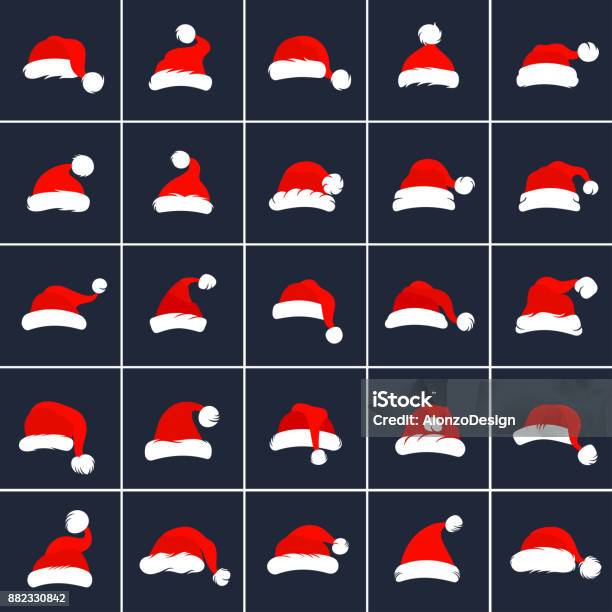 Santa Claus Red Hats Stock Illustration - Download Image Now - Santa Hat, Christmas, Hat