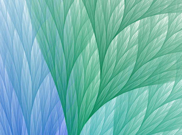 Abstract fractal green and blue leaf background