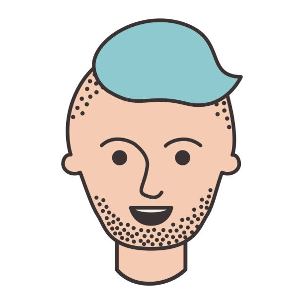 ilustrações, clipart, desenhos animados e ícones de rosto masculino com alta desaparecer corte de cabelo e barba barba em silhueta colorida - fade in
