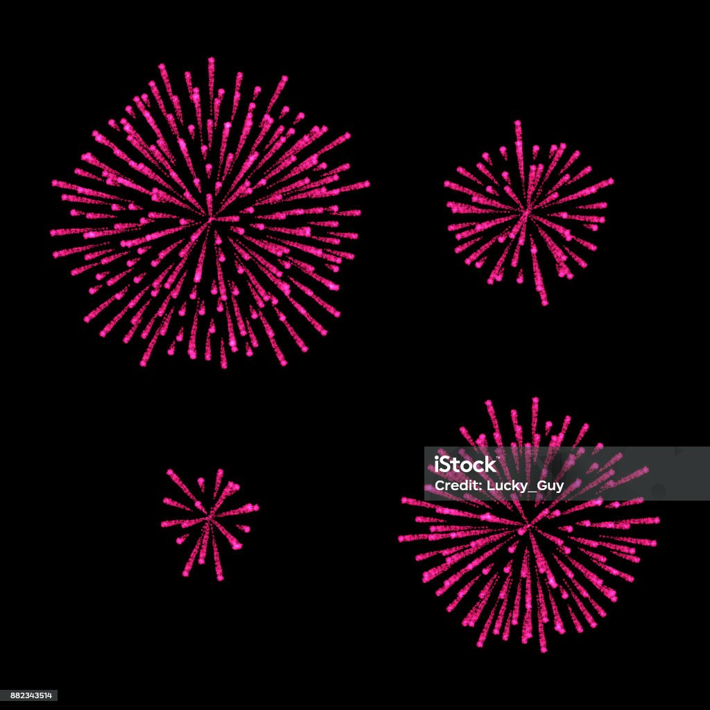 Fireworks Set. Isolated On Black. Vector. Fireworks Set. Isolated On Black Background. Vector Firework - Explosive Material stock vector