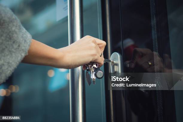 Locking Door With A Key Stock Photo - Download Image Now - Door, Locking, Key
