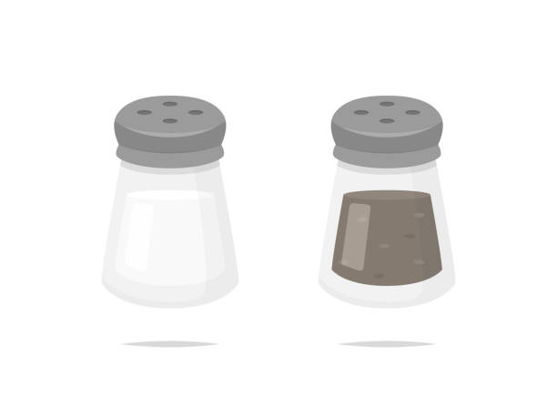 소금과 후추 벡터 - salt shaker salt pepper shaker pepper stock illustrations