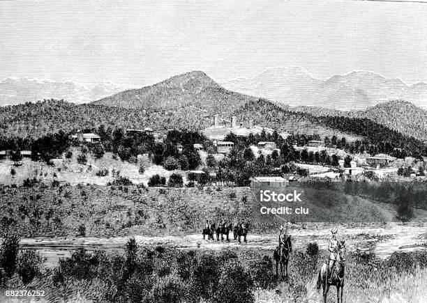 Riders On The Meadow City Of Windhoek In Background Stock Illustration - Download Image Now