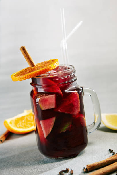 istock Red Sangria with Orange and Cinnamon Stick 882379266