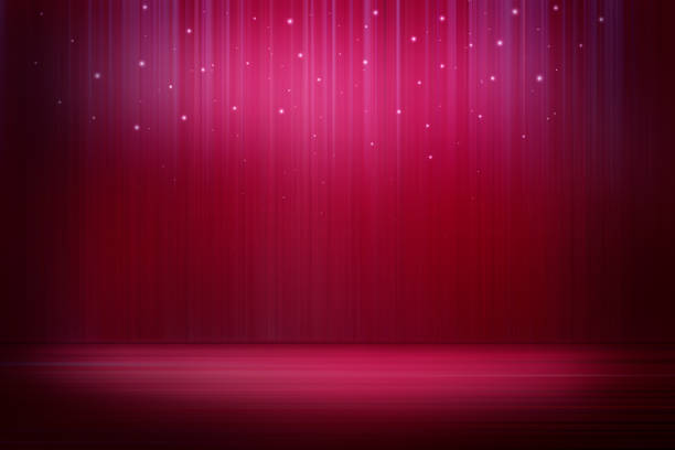 Stage with sparkling lights Red Magical Christmas decor stage light photos stock pictures, royalty-free photos & images