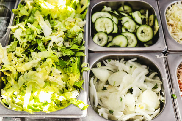 istock Various salads and sauces at fast food restaurant 882404640