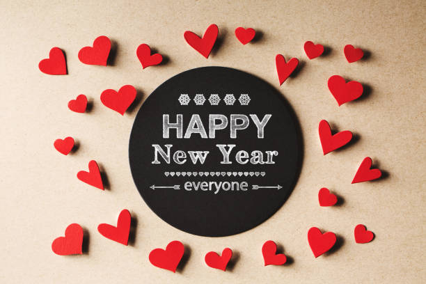 istock Happy New Year Everyone message with small hearts 882405620