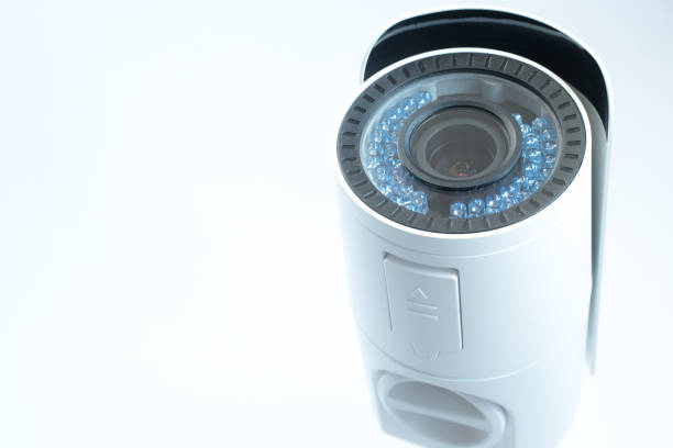 istock Surveillance camera isolated on white background, with clipping paths 882418368