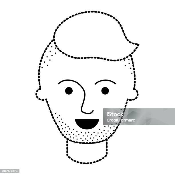 Male Face With High Fade Haircut And Stubble Bear In Black Dotted  Silhouette Stock Illustration - Download Image Now - iStock