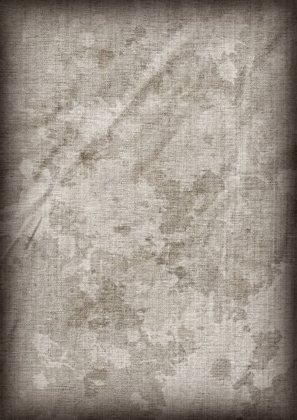 istock High resolution artist's mid gray linen canvas stained blotted vignette grunge texture 882430258