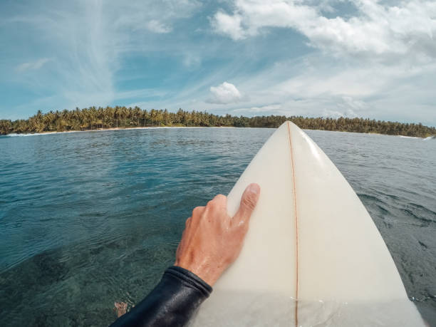istock Surfing in warm water and sun 882431444