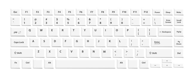 White keyboard for laptop or computer on white background. Vector illustration