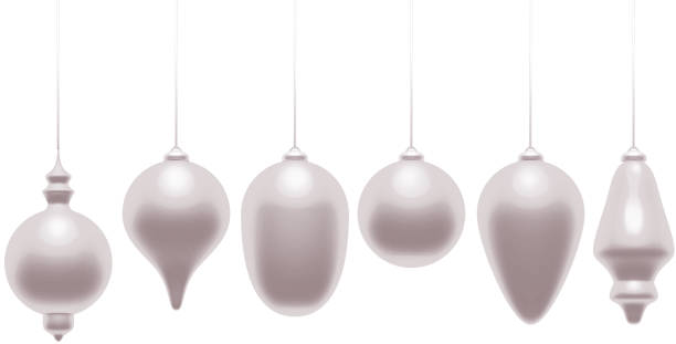 istock Silver white hanging christmas ornaments 882437880