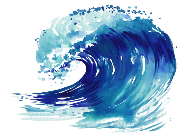 ilustrações de stock, clip art, desenhos animados e ícones de sea wave. abstract watercolor hand drawn illustration, isolated on white background - inks on paper design ink empty