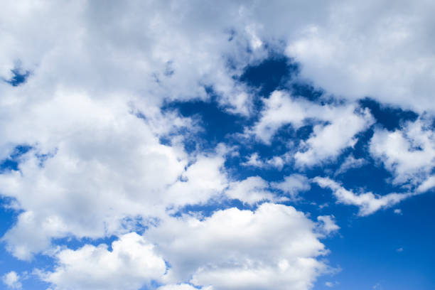 heavenly landscape with clouds. cumulus clouds in the sky - white cliffs imagens e fotografias de stock