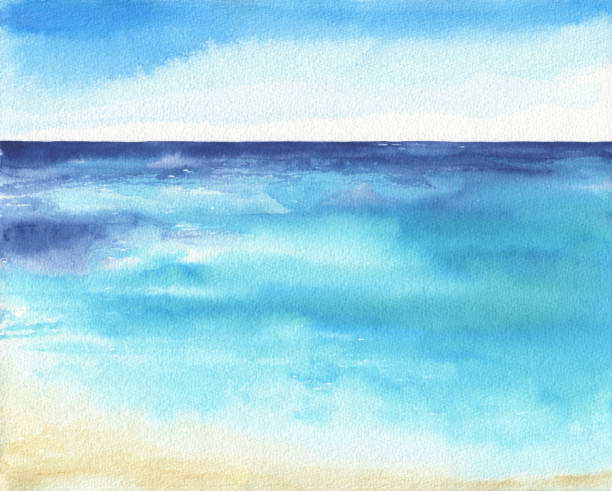 istock Ocean watercolor hand painting illustration 882465114