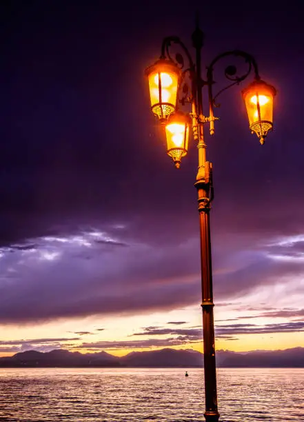 old, antique streetlamp - closeup - photo