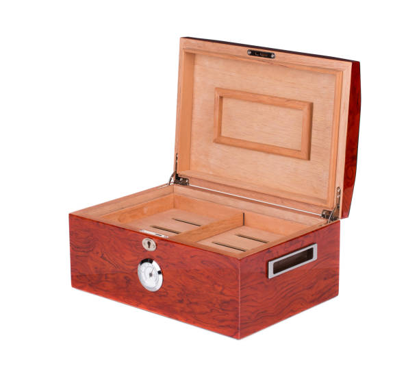 istock Opened wooden humidor. 882495002