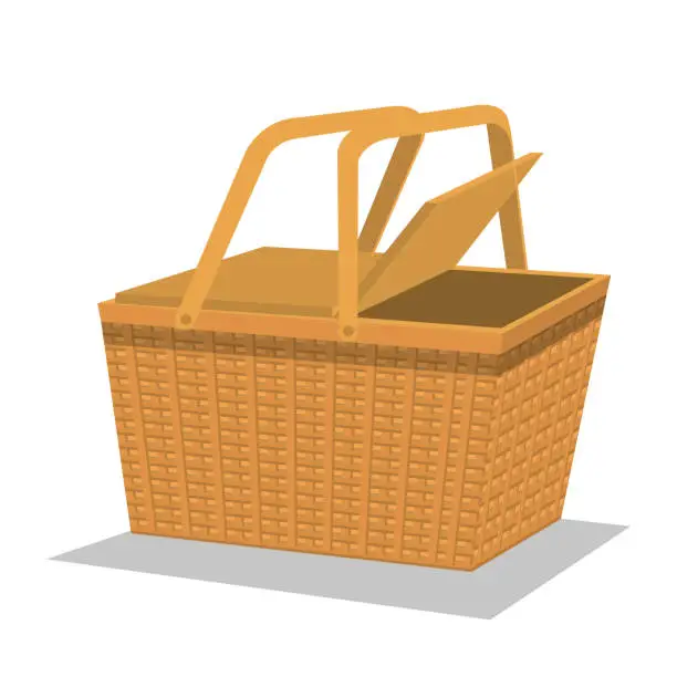 Vector illustration of picnic basket isolated icon