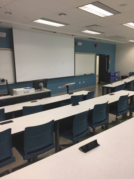 istock University professors lecture hall with lot of technology and innovative ideas 882502492
