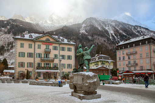 Trento , Piazza Duomo with snow\nFountain of Neptune