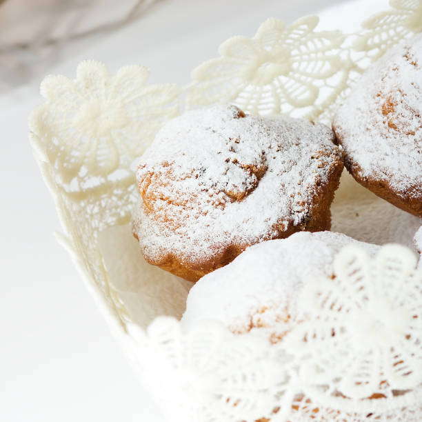 istock Muffins with icing sugar and raisins 882517172